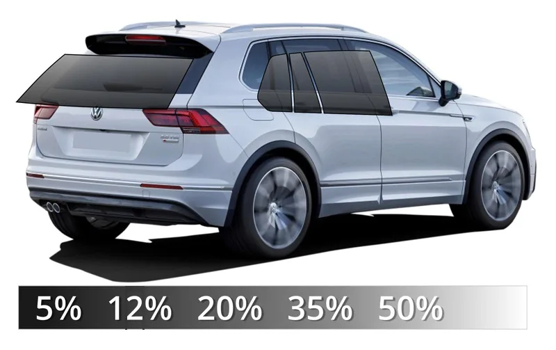Stopnie przyciemnienia szyb — 5%, 12%, 20%, 35%, 50% na przykładzie SUV-a